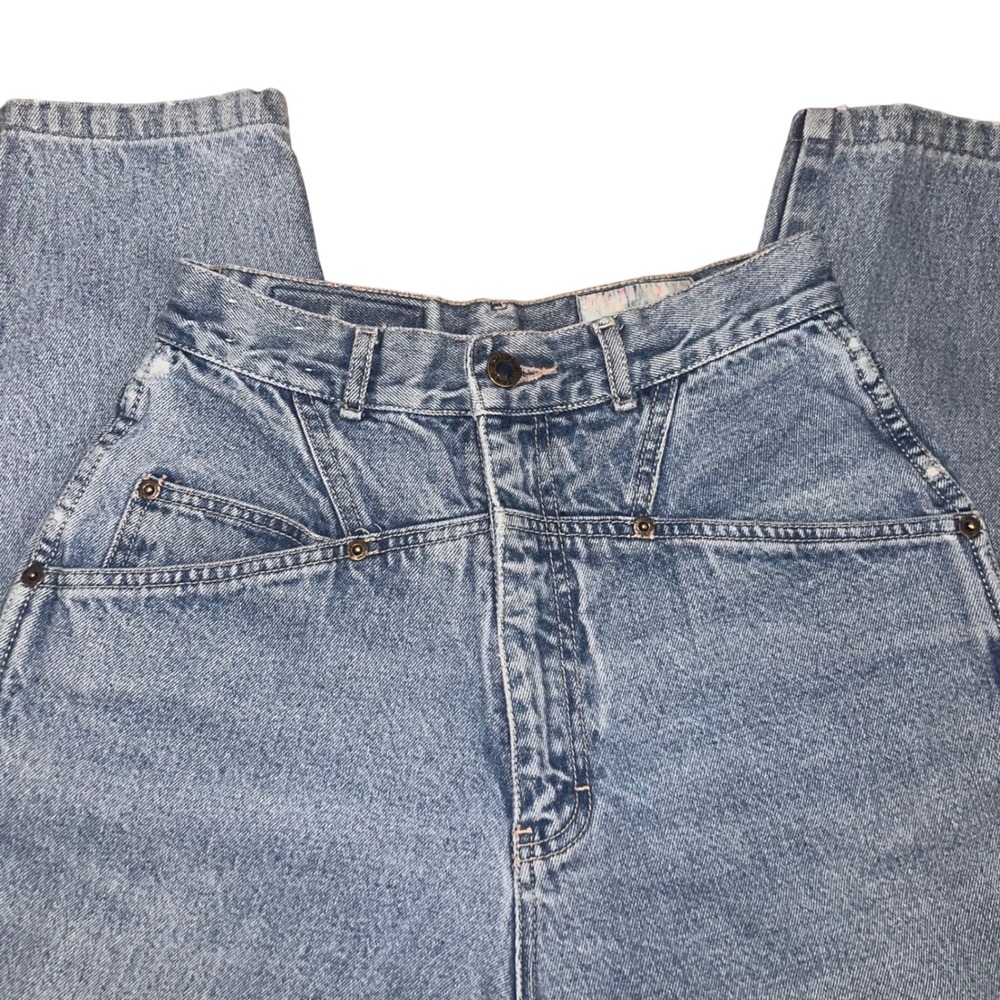 Vintage Bonjour High Waisted Mom Jeans Light Wash Western Yoke Tapered Leg 24